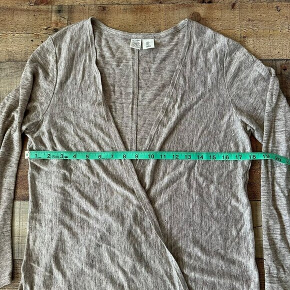 Artisan NY Women's Linen Cardigan Wrap Sweater Long Sleeve Size S Light Brown -S - Picture 2 of 5